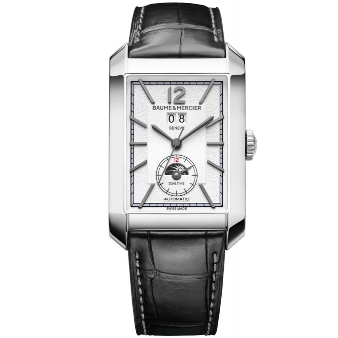 Baume & Mercier Hampton 10523 Automático con doble uso 50 M, Esfera Blanca, Correa negra