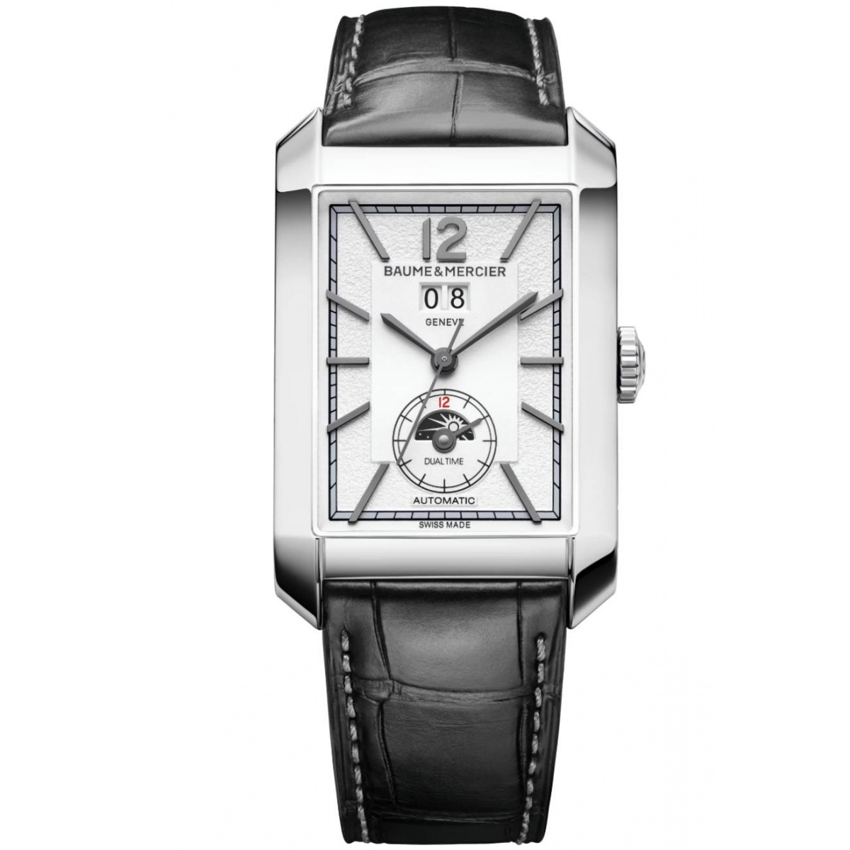 Baume & Mercier Hampton 10523 Automático con doble uso 50 M, Esfera Blanca, Correa negra