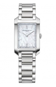 Baume & Mercier Hampton 10474 Cuarzo 50 M, Esfera Nácar engastada con diamantes, Brazalete de acero
