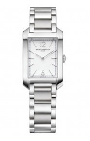 Baume & Mercier Hampton 10473 Cuarzo 50 M, Esfera gris, Brazalete de acero