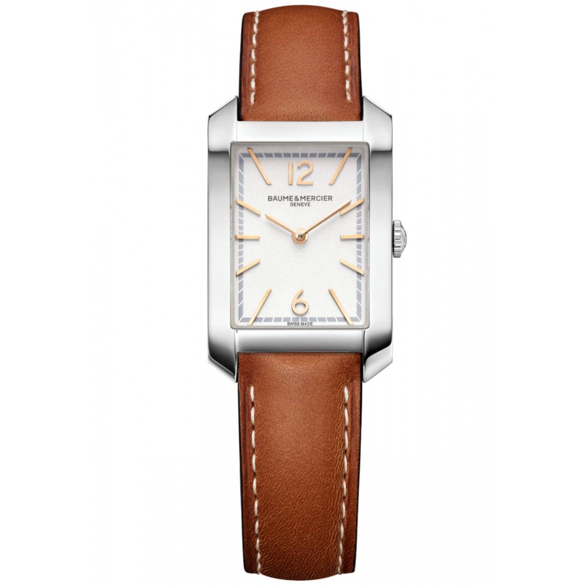 Baume & Mercier Hampton 10472 Automático 50 M, Esfera plateada, Correa marrón