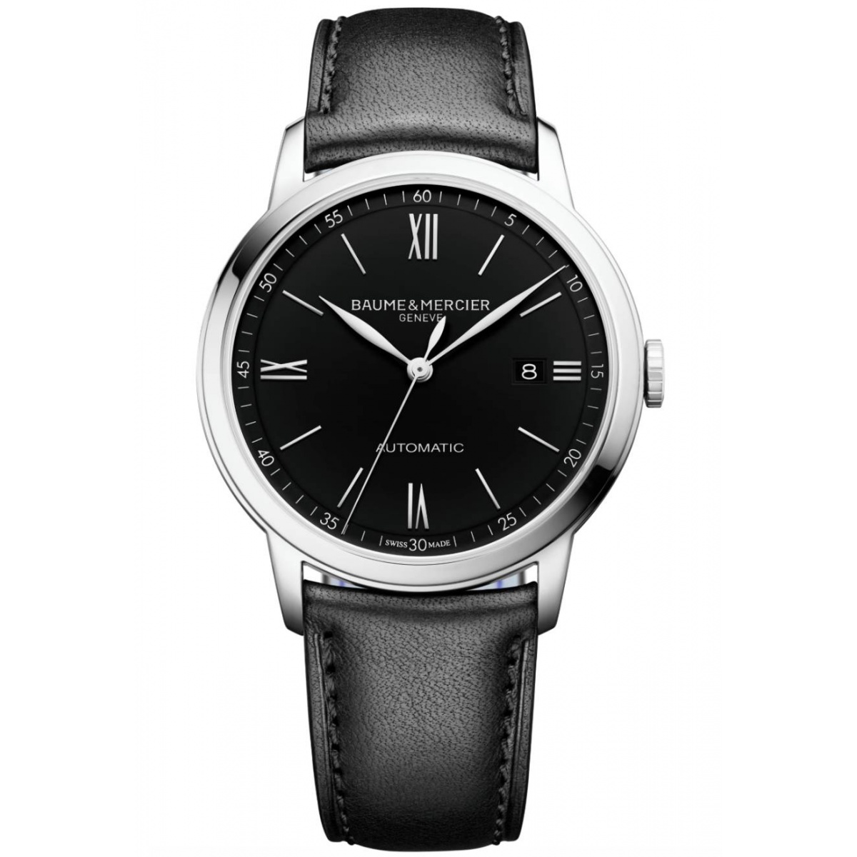 Baume & Mercier Clifton 10453 Automático ∅42 mm - 50 M, Esfera negra, correa negra