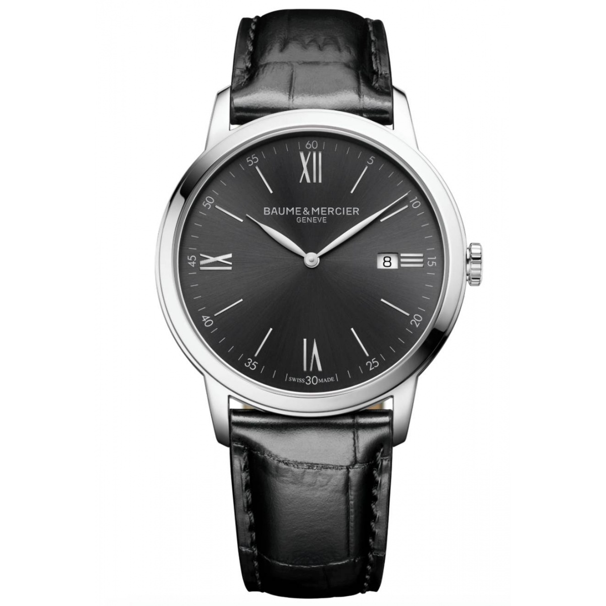 Baume & Mercier Clifton 10416 Cuarzo ∅42 mm - 50 M, Esfera negra, correa negra