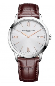 Baume & Mercier Classima 10415 Cuarzo ∅42 mm - 50 M, Esfera plateada, correa marrón