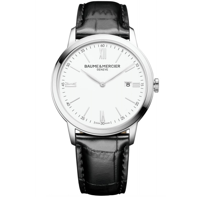 Baume & Mercier Classima 10414 Cuarzo ∅42 mm - 50 M, Esfera blanca, correa negra