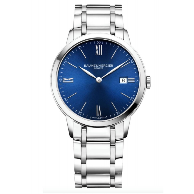 Baume & Mercier Classima 10382 Cuarzo ∅42 mm - 50 M, Esfera azul, brazalete de acero