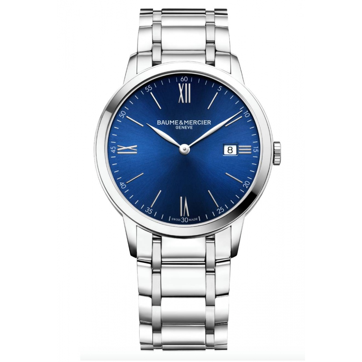 Baume & Mercier Classima 10382 Cuarzo ∅42 mm - 50 M, Esfera azul, brazalete de acero