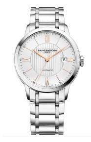 Baume & Mercier Classima 10374 Cuarzo ∅40 mm - 50 M, Esfera plateada, brazalete de acero
