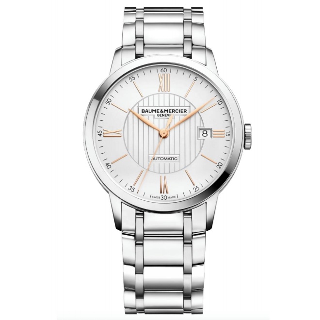 Baume & Mercier Classima 10374 Cuarzo ∅40 mm - 50 M, Esfera plateada, brazalete de acero