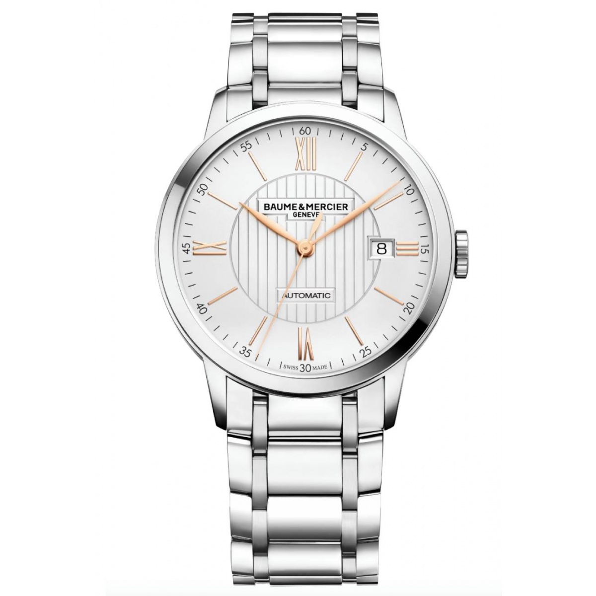 Baume & Mercier Classima 10374 Cuarzo ∅40 mm - 50 M, Esfera plateada, brazalete de acero