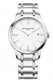 Baume & Mercier Classima 10354 Cuarzo ∅40 mm - 50 M, Esfera blanca, brazalete de acero