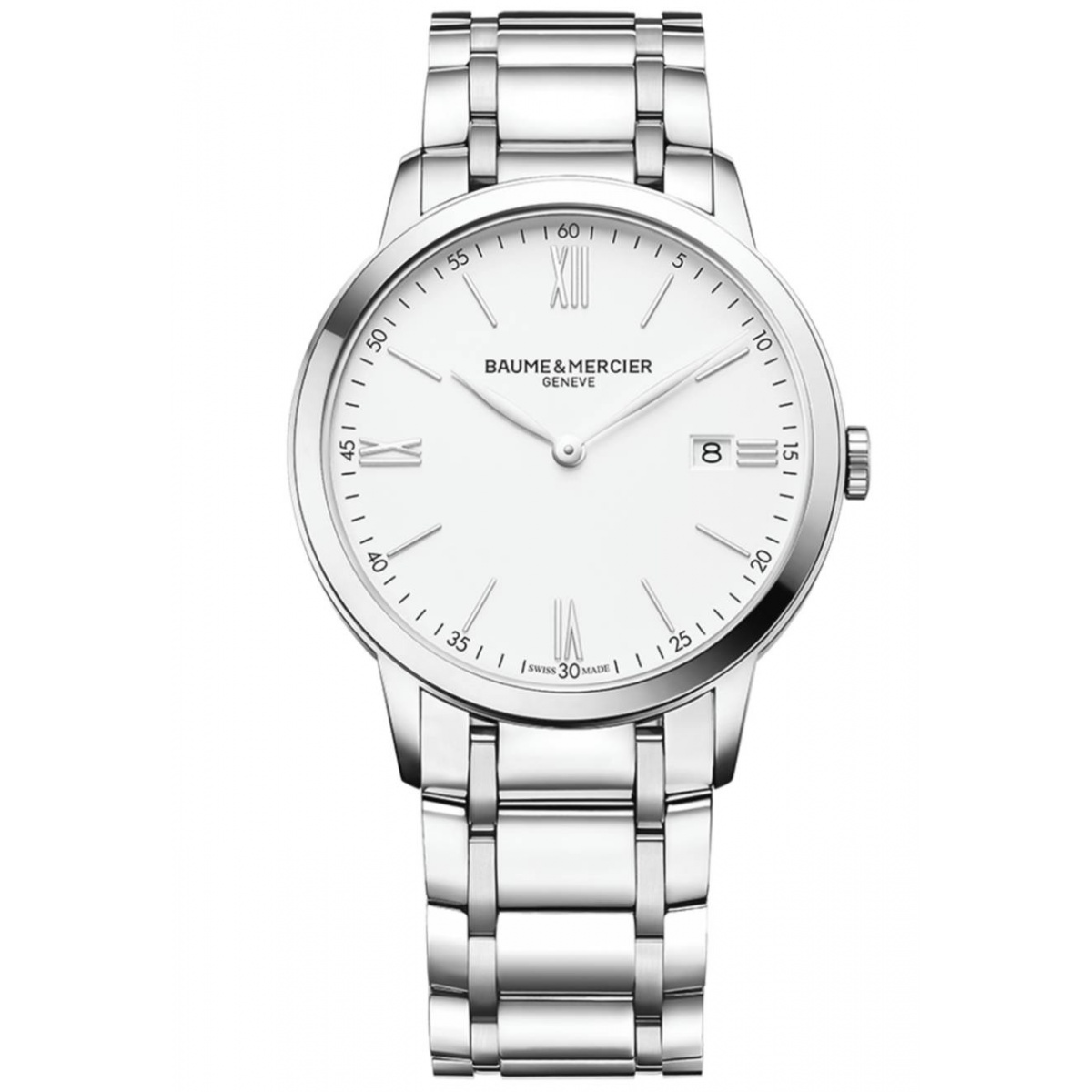 Baume & Mercier Classima 10354 Cuarzo ∅40 mm - 50 M, Esfera blanca, brazalete de acero