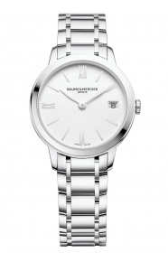 Baume & Mercier Classima 10335 Cuarzo ∅31 mm - 50 M, Esfera blanca, brazalete de acero