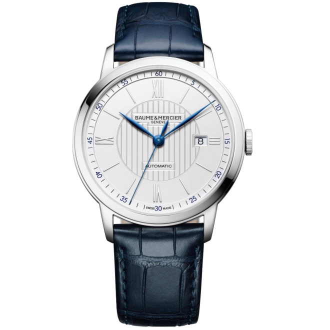 Baume & Mercier Classima 10333 Automático ∅42 mm - 50 M, Esfera plateada, correa azul