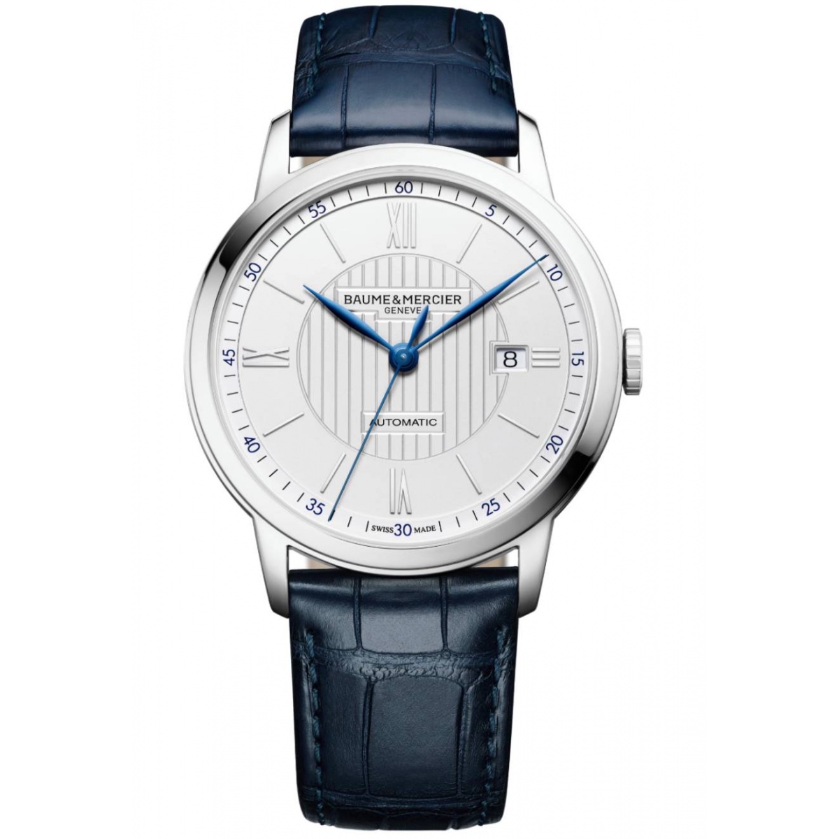 Baume & Mercier Classima 10333 Automático ∅42 mm - 50 M, Esfera plateada, correa azul
