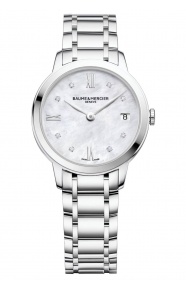 Baume & Mercier Classima 10326 cuarzo, engastado con diamantes ∅31 mm - 50 M, Esfera nácar, brazalete de acero