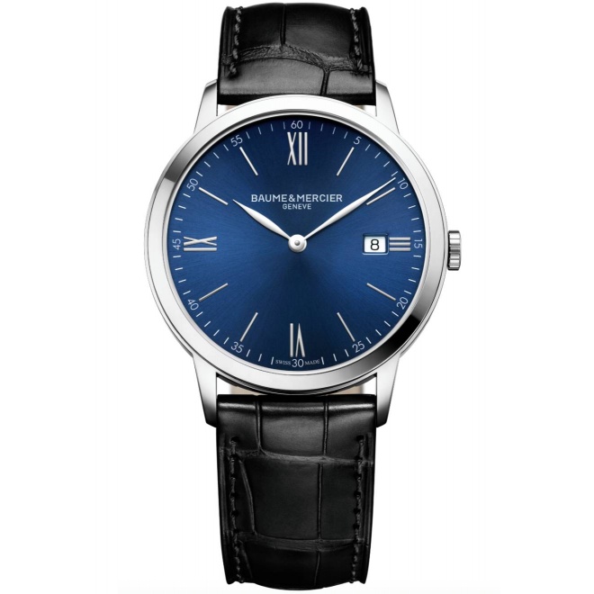 Baume & Mercier Classima 10324 Cuarzo ∅42 mm - 50 M, Esfera azul, correa negra