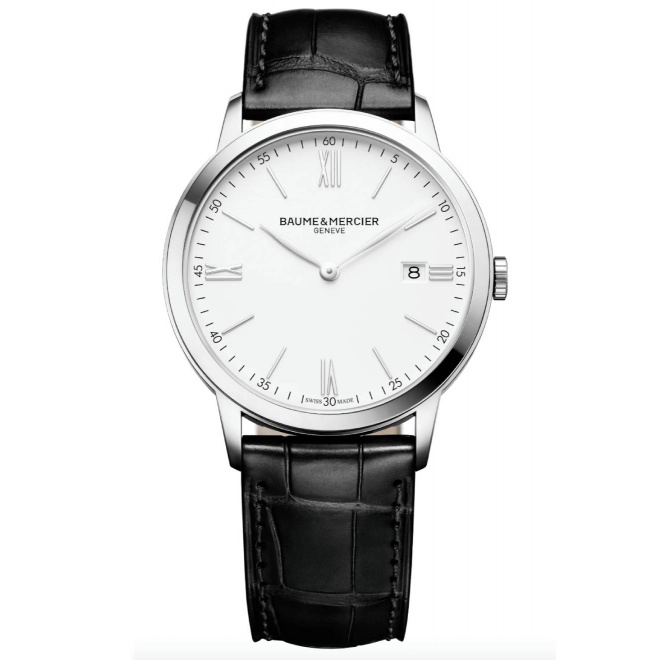 Baume & Mercier Classima 10323 Cuarzo ∅40 mm - 50 M, Esfera blanca, correa negra
