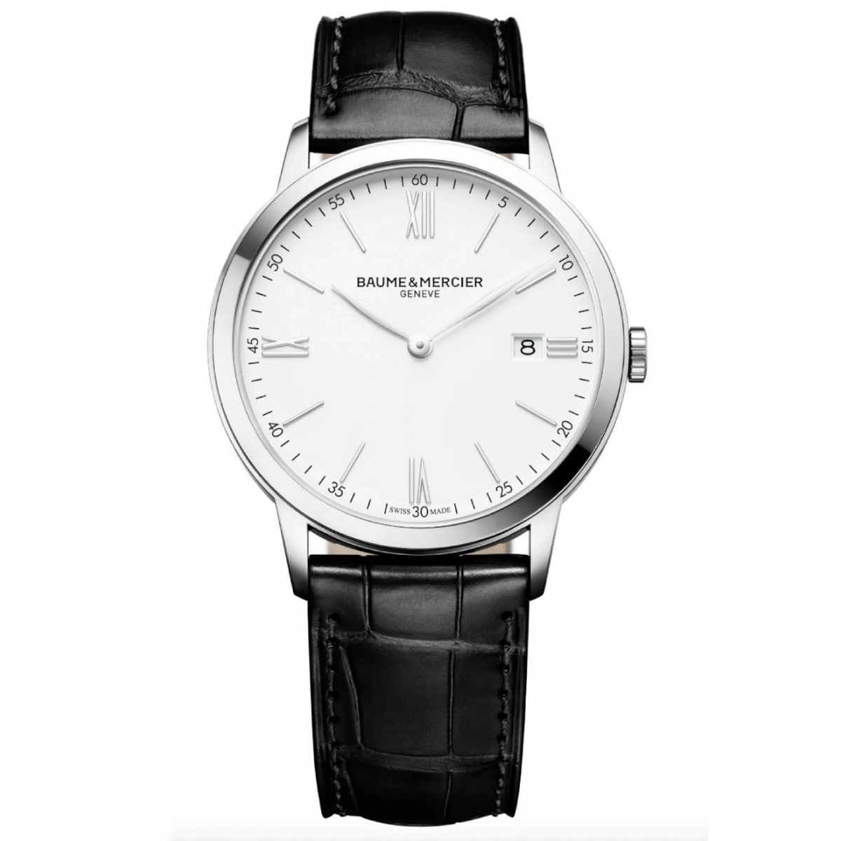 Baume & Mercier Classima 10323 Cuarzo ∅40 mm - 50 M, Esfera blanca, correa negra