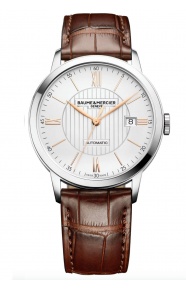 Baume & Mercier Classima 10263 Cuarzo ∅40 mm - 50 M, Esfera plateada, correa marrón