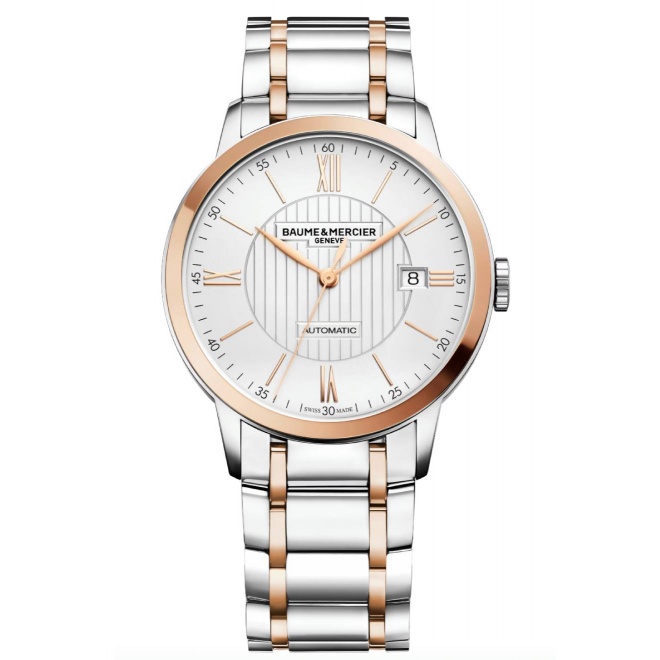 Baume & Mercier Classima 10217 Automático ∅40 mm - 50 M, Esfera plateada, brazalete de acero y oro