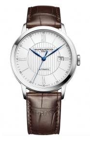 Baume & Mercier Classima 10214 Automático ∅40 mm - 50 M, Esfera plateada, correa marrón