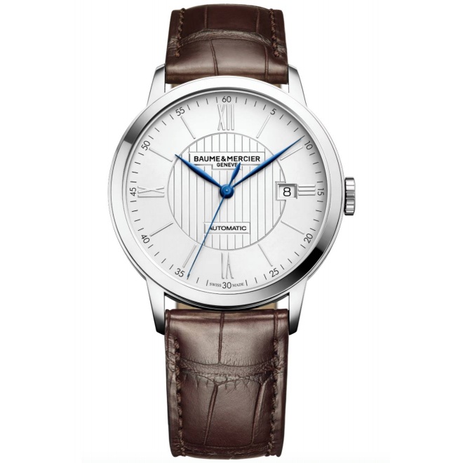 Baume & Mercier Classima 10214 Automático ∅40 mm - 50 M, Esfera plateada, correa marrón