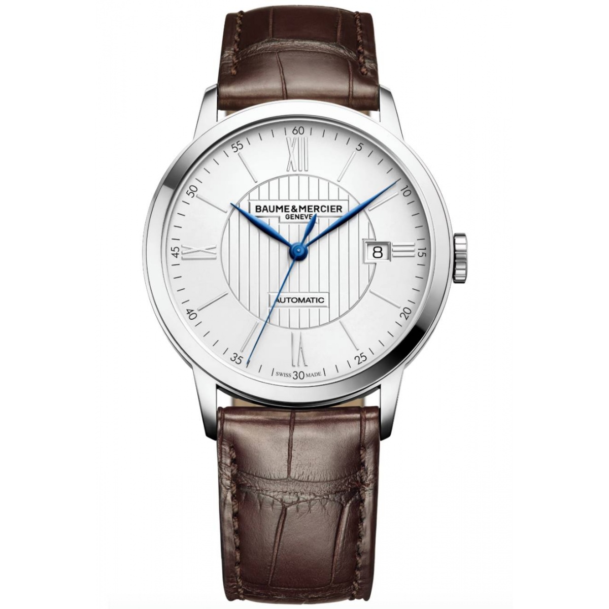 Baume & Mercier Classima 10214 Automático ∅40 mm - 50 M, Esfera plateada, correa marrón