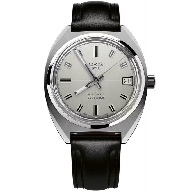 Oris Heritage Big Star Edition 50 M - ∅35 mm, Esfera gris, brazalete de piel negra