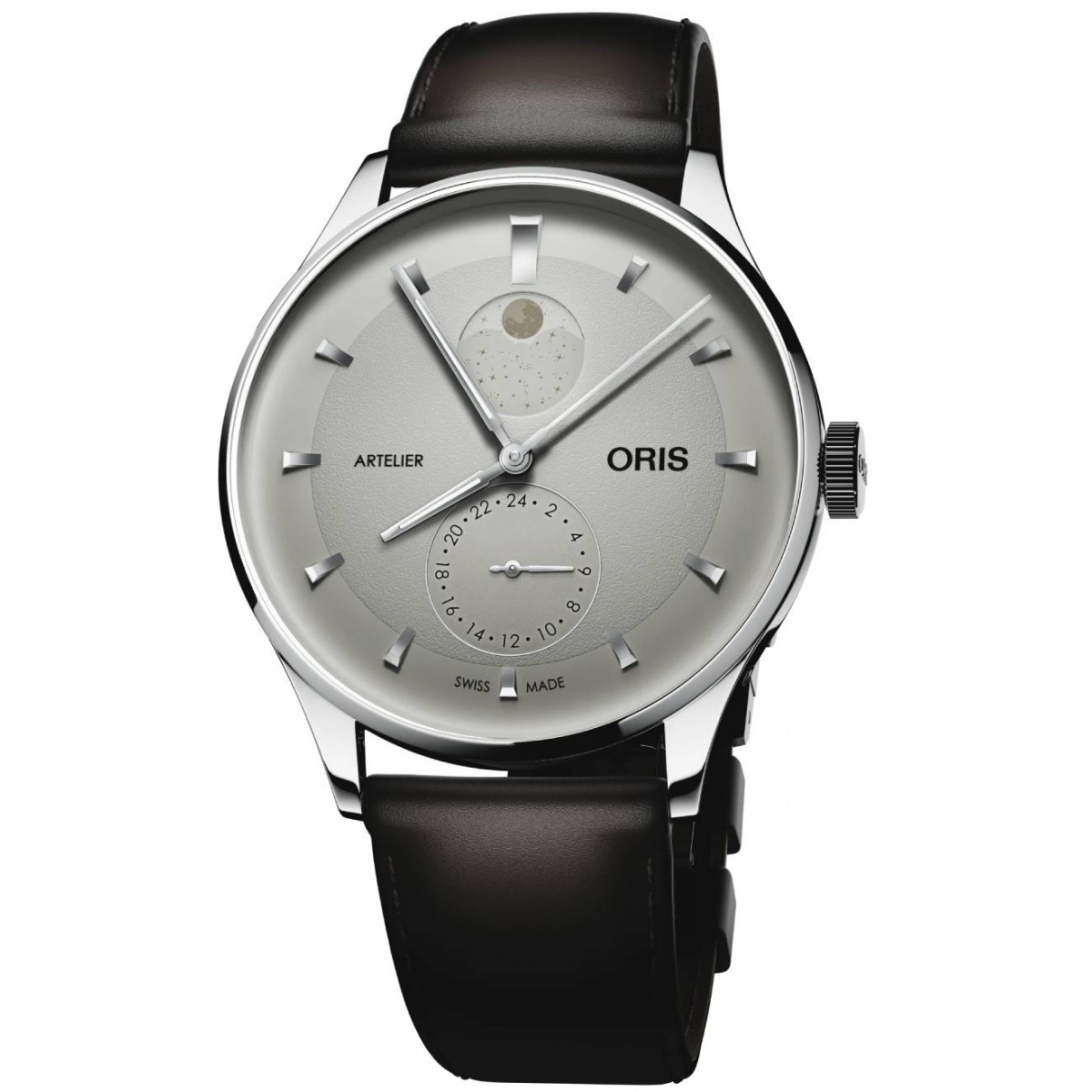 Oris Artelier Complication ∅39,50 mm - 30 M, Esfera blanco, brazalete de piel negra