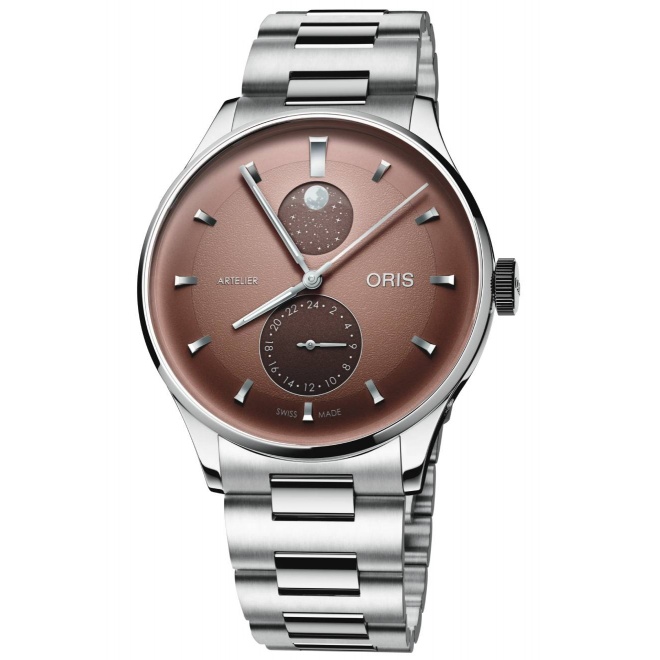 Oris Artelier Complication ∅39,50 mm - 30 M, Esfera castaña, brazalete de acero