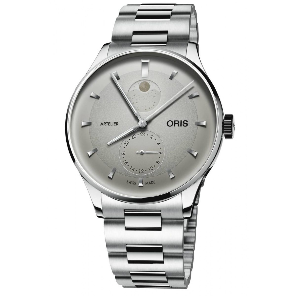 Oris Artelier Complication ∅39,50 mm - 30 M, Esfera blanco, brazalete de acero