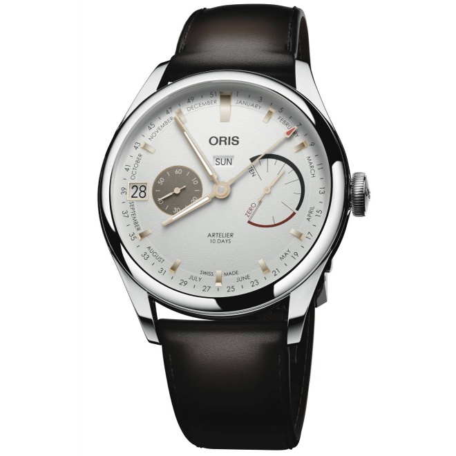 Oris Artelier Calibre 113 ∅43 mm - 50 M, Esfera blanco, brazalete de piel marrón