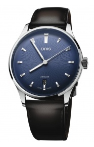 Oris Artelier Date ∅38 mm - 30 M, Esfera azul, brazalete de piel marrón