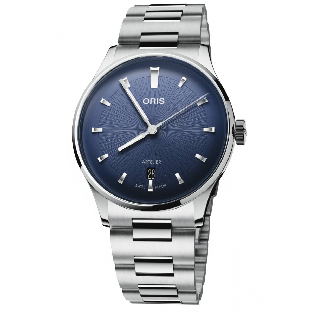 Oris Artelier Date ∅38 mm - 30 M, Esfera azul, brazalete de acero
