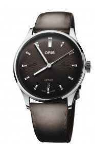 Oris Artelier Date ∅38 mm - 30 M, Esfera negra, brazalete de piel marrón