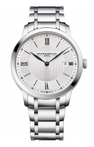 Baume & Mercier Classima 10883 Cuarzo, Fecha ∅40 mm - 50 M, Esfera plateada, brazalete de acero
