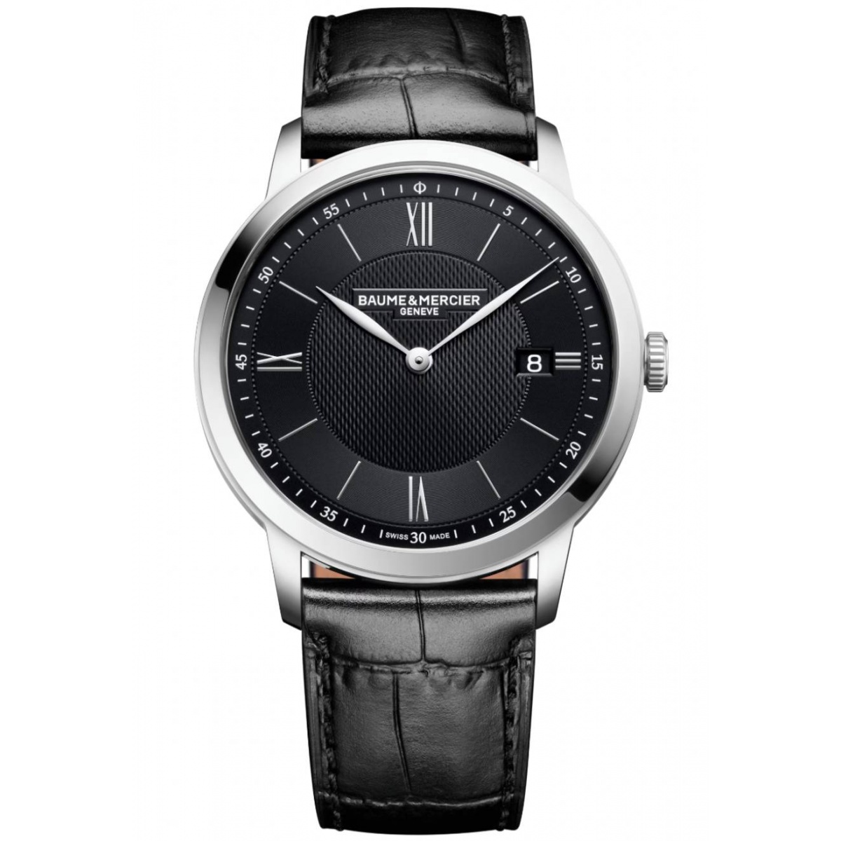 Baume & Mercier Classima 10881 Cuarzo, Fecha ∅40 mm - 50 M, Esfera negra, correa negra
