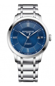 Baume & Mercier Classima 10880 Automático, Fecha ∅40 mm - 50 M, Esfera azul, brazalete de acero