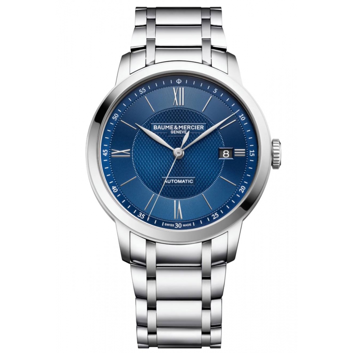 Baume & Mercier Classima 10880 Automático, Fecha ∅40 mm - 50 M, Esfera azul, brazalete de acero