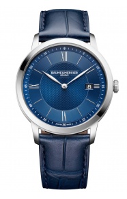 Baume & Mercier Classima 10878 Cuarzo, Fecha ∅40 mm - 50 M, Esfera azul, correa azul