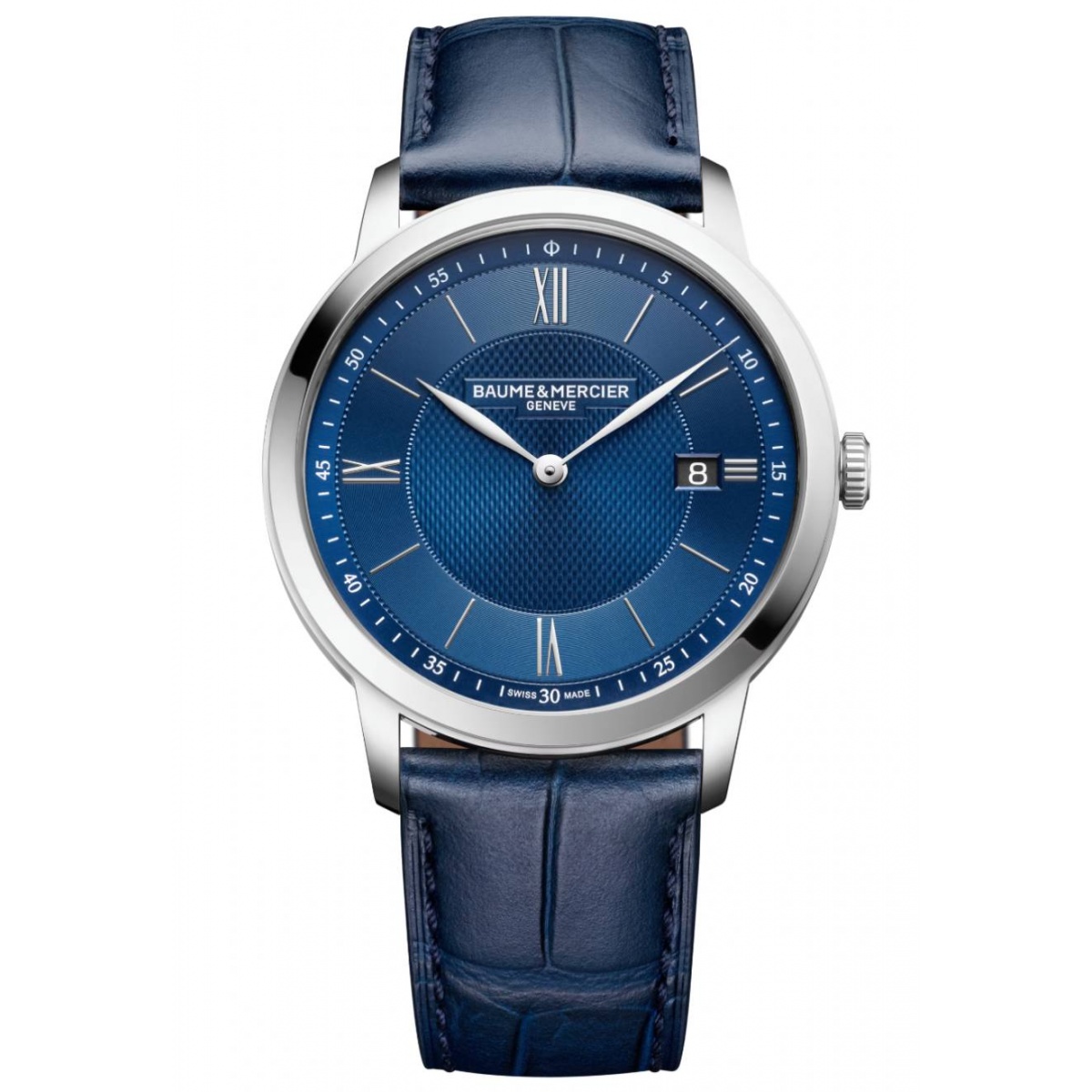 Baume & Mercier Classima 10878 Cuarzo, Fecha ∅40 mm - 50 M, Esfera azul, correa azul