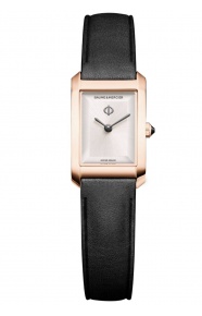 Baume & Mercier Hampton 10861 Cuarzo, 28 X 17,75MM - 50 M, Esfera plateada, correa negra