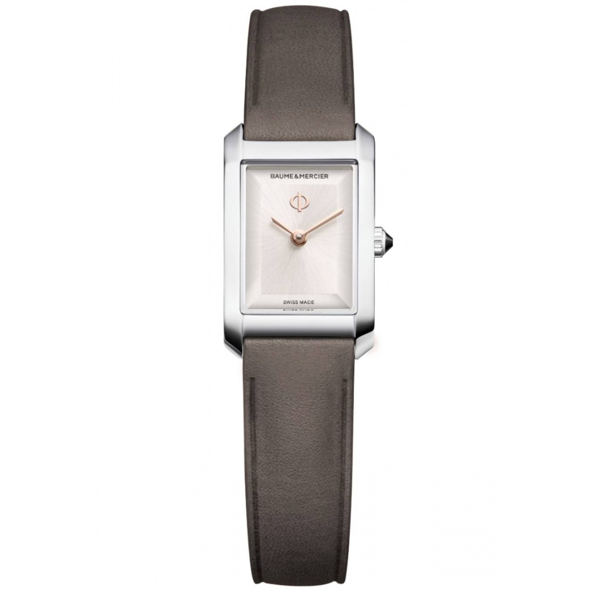 Baume & Mercier Hampton 10859 Cuarzo, 28 X 17,75MM - 50 M, Esfera plateada, correa marrón