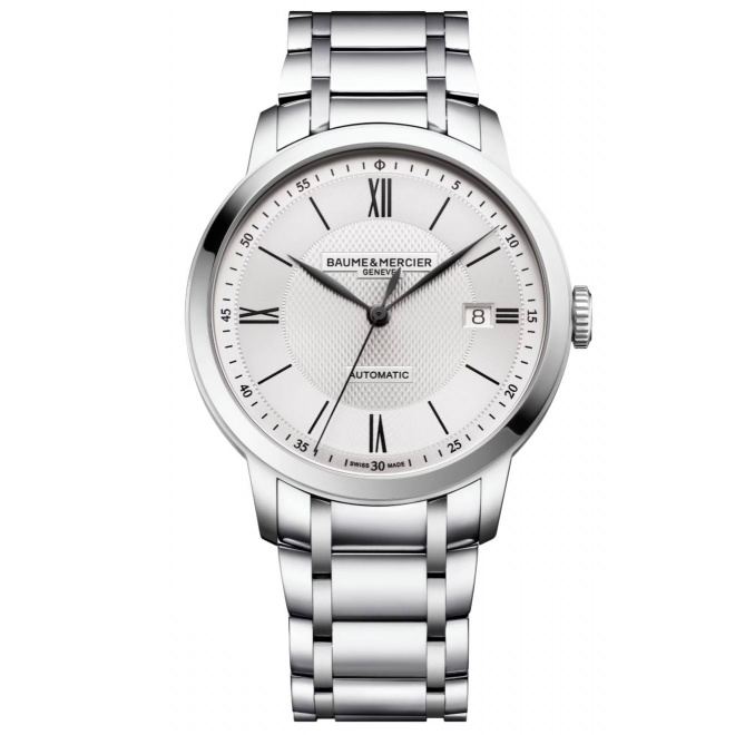 Baume & Mercier Classima 10854 Automático, Fecha ∅40 mm - 50 M, Esfera plateada, brazalete de acero