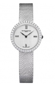 Joia de Baume & Mercier 10850 Cuarzo ∅28 mm - 50 M, Esfera plateada, brazalete de acero