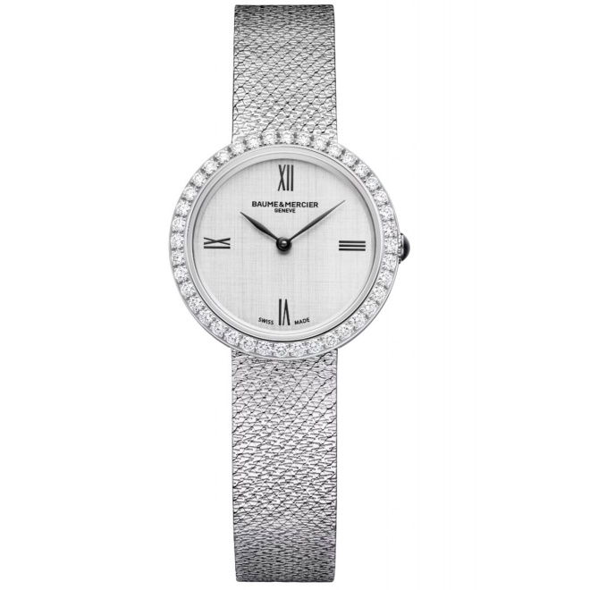 Joia de Baume & Mercier 10850 Cuarzo ∅28 mm - 50 M, Esfera plateada, brazalete de acero