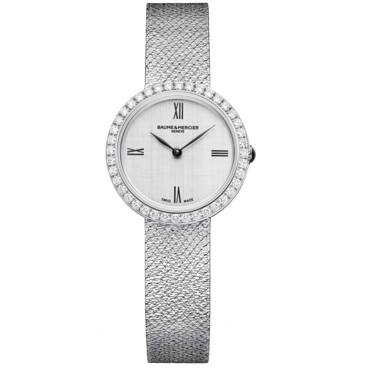 Joia de Baume & Mercier 10850 Cuarzo ∅28 mm - 50 M, Esfera plateada, brazalete de acero