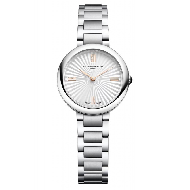 Joia de Baume & Mercier 10848 Cuarzo ∅28 mm - 50 M, Esfera plateada, brazalete de acero