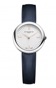 Joia de Baume & Mercier 10847 Cuarzo ∅28 mm - 50 M, Esfera plateada, correa azul